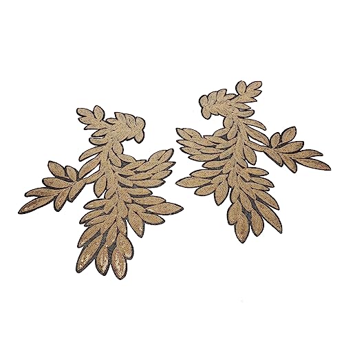 HAPINARY 1 Paar Flügel Pailletten Stoff aufkleber Pailletten-Patch für Kleidung nähen Markierungen Blattdekor Armbänder haar spangen haarclips kleidung nähen Stoffflecken pp Golden von HAPINARY