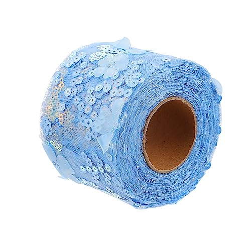 HAPINARY 1 Rolle Dekoratives Tüllgewebe Bastband Pfau bestickt Jute ästhetisch paillettenband pailettenband zum aufnähen valentinstagsdeko Gazeband dekoratives Band Polyester Blue von HAPINARY