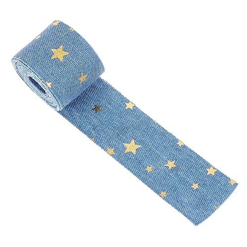 HAPINARY 1 Rolle Goldfolienstern-Jeansnetz-Haarschmuck Bänder zum Basteln Bogen weihnachts geschenkband weihnachtsgeschenkband Band zum Basteln verschleißfestes Geschenkband Stoff Sky-blue von HAPINARY