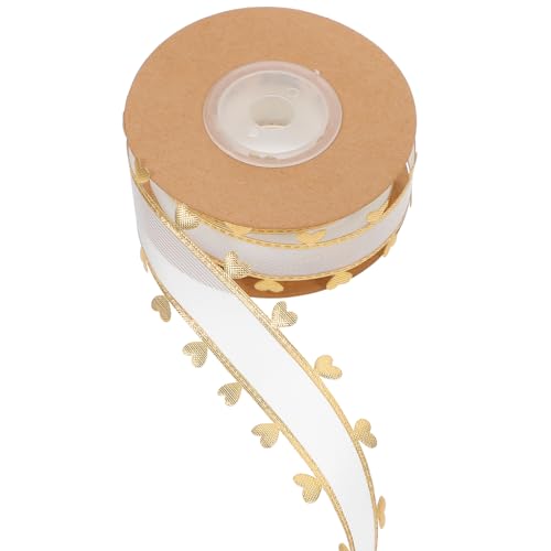 HAPINARY 1 Rolle Herzförmiges Spitzenband Valentinstag durchsichtiges Organzaband grünes Band Valentinsgrüße Stoffband gestaltetes Geschenkband schneidbares Paketband Polyester Golden von HAPINARY