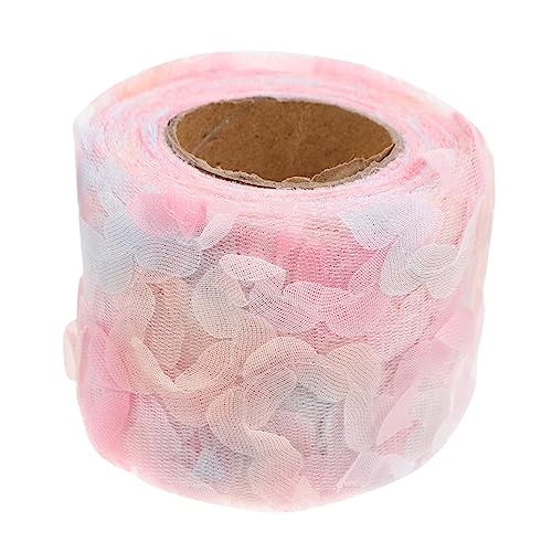 HAPINARY 1 Rolle Rosen aus Chiffongarn rosa -Spitze Spitzenband Paillette Schneiderei schwarze Spitze seidenband bandfeile geschenkband bestickte Spitze Kopfbedeckungsstoff Polyester von HAPINARY