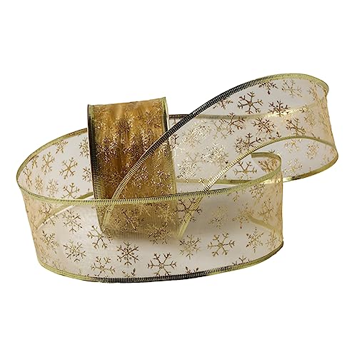 HAPINARY 1 Rolle Weihnachtsband Schnee Blattgold Für Kuchen Ballonband Weihnachten Rotes Band Laternendekorationen Bänder Weihnachtsbaum Goldenes Band Schleife Drahtband von HAPINARY