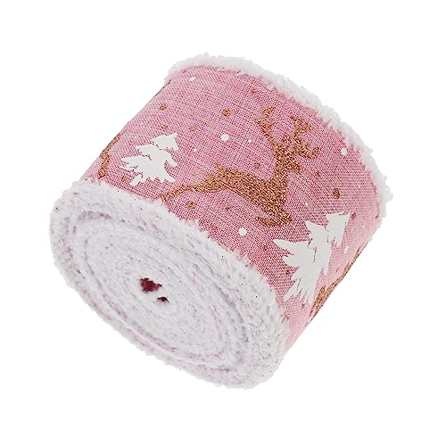 HAPINARY 1 Rolle Weihnachtsband Spitzenbänder Weihnachtsdruckband Weihnachtsdekorbänder Haarschleifenbänder Weihnachten seidenband ribbon Haarschleife dekoratives Eisendraht Rosa von HAPINARY