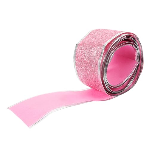 HAPINARY 1 Rolle rosa Band draht geschenkband glitzerndes Drahtband Hochzeitsstraußband Geschenkverpackungsband Blumenband seidenband ribbon Schneidbares Bastelband schönes Paketband Stoff von HAPINARY