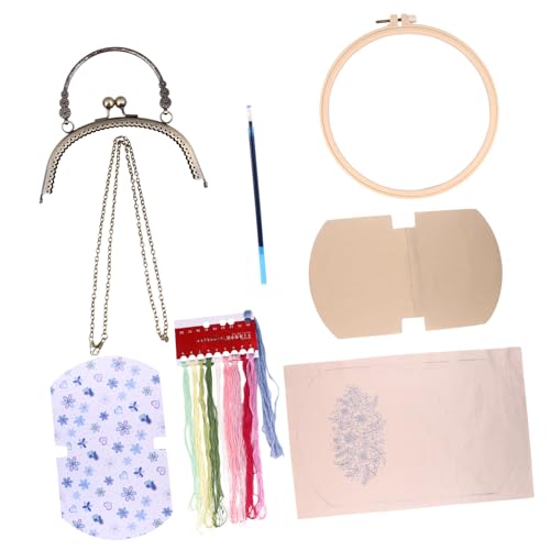 HAPINARY 1 Satz DIY-Material-Kit gestempelter Stich Bausatz Stickerei Maschine repair kit sticken für anfänger handgefertigte Accessoires Kit zur Herstellung von Stickbeuteln Stoff Beige von HAPINARY