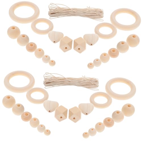 HAPINARY 1 Satz Holzperlen bücherregal ablagen wand polster home decoration fensterdekoration schmuck Lose Perlen für Girlanden DIY-Perlen DIY Girlande Holzperle Charms-Perlen hölzern von HAPINARY