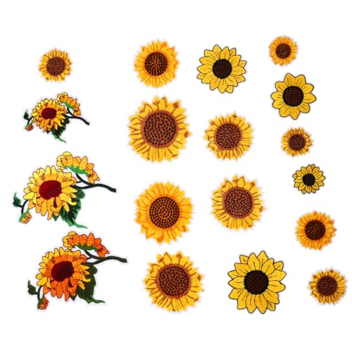 HAPINARY 1 Satz Sonnenblumenstickerei Sonnenblumen-stickpatches Paillette Stickerei-stoff Gestickte Aufnäher Flicken Für Jacken Fat Quarters Stoffbündel Kleidung Nähen Filzstoff Polyester von HAPINARY