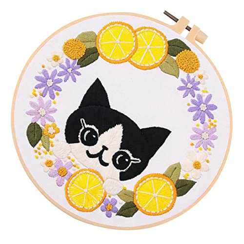 HAPINARY 1 Satz Tasche Mit Katzenstickerei Häkeloutfit Nähset Katze Stickerei Stickmuster Katze Kreuzstichpackungen Sticktuch Stickpackung Katze Sticksets Für Erwachsene Häkelset Baumwolle von HAPINARY