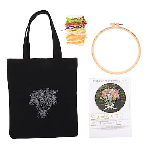 HAPINARY 1 Satz Tasche aus Kreuzstich-Segeltuch Bausatz Bausätze Gewebte Reißverschluss Stickerei Stoff DIY-Kit für Handtaschen Kreuzstich-Set Stickset für Segeltuchtaschen Polyester Black von HAPINARY