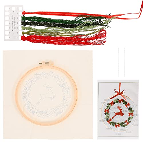 HAPINARY 1 Satz Weihnachtskreuzstich Weihnachtsstich Nadelfilz-Kit Bastelsets Stickständer Weihnachtsstickerei Stoff Stickset selber machen Weihnachts-Stickset Stickzubehör Baumwollkleidung von HAPINARY