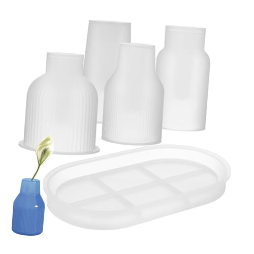 HAPINARY 1 Set Blumentopf Formen Mit 4 Vasen Und 1 Tray Gießformen Für Epoxidharz Und Gips Ideal Für Kreative Tischdekoration Und Blumenarrangements von HAPINARY