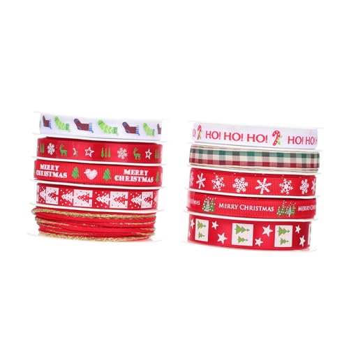 HAPINARY 10 Rollen Weihnachtsband Girlande Weißes Band Weihnachten Verkabelt Diy-bogen Weihnachtsbaumband Weihnachtliche Metallische Bögen Bänder Für Sackleinenband Breites Band Polyester von HAPINARY