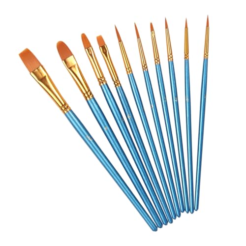 HAPINARY 10-Teiliges Set Pinsel für Ölfarbe Miniatur Aquarellstift Ausleger malen Schwamm Weiß akrylfarbe akryllackfarbe Malerei-Set Blaue Aquarellpinsel Strichzeichnungsstift Hölzern Blue von HAPINARY