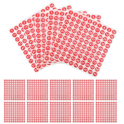 HAPINARY 100 Blatt Aufkleber Mit Runden Zahlen Nummernschilder Etikett Meter Selbstklebende Nummernaufkleber Paketaufkleber Nummeriert Kabel Aufklebernummern Kupferplattenaufkleber Rot von HAPINARY