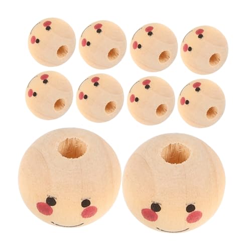 HAPINARY 100 Stück DIY Kinder Perlen Holz Lose Perlen Smile Spacer Perlen Holzperlen Zum Basteln Mit Löchern Halskette Smile Perlen Ohrringe Perlen Lose Perlen Ohrringe Smile Perlen von HAPINARY