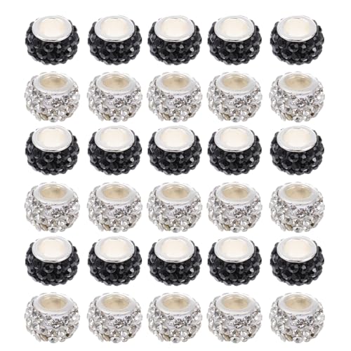 HAPINARY 100st Diamantbesetzte Große Lochperlen Exquisite Abstandsperlen Armband Perlenmaterial Diy-bastelbedarf Diy-bastelanhänger Halskette Lose Perle Schmuck Lose Perlen Polymer-ton von HAPINARY