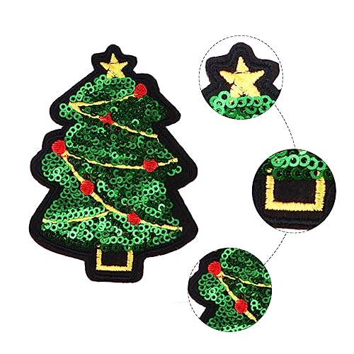 HAPINARY 10St Gestickter Stoffaufnäher Weihnachtsmann-Patch mit Pailletten funkeln Nussknacker Neuheit kinderkleider kinderkleidung Patches zum Thema Weihnachten Patches Applikationen Green von HAPINARY