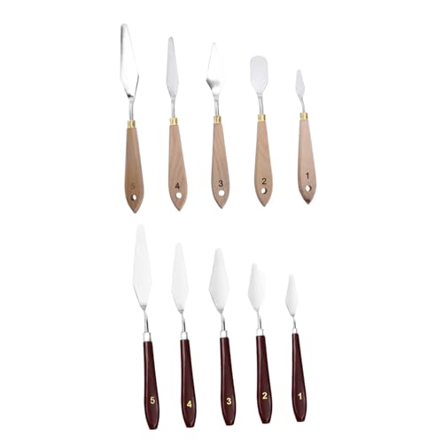 HAPINARY 10St Ölfarbenschaber ölgemälde ölmalerei blending tool Ergonomisches Design Ölfarbenmesser Set Messerblock Malerwerkzeug Künstler Malmesser Mischschaber für Kunstmalerei Holz von HAPINARY