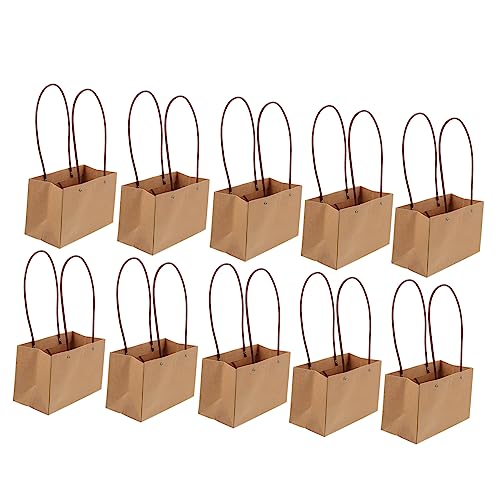 HAPINARY 10St Trapezförmige Tragetasche Aufbewahrungstaschen Papiertüten Verdickter Wickelbeutel aufbewahrungssack storage pockets totebags zarte Geschenktüte Wickeltasche Kraftpapier Khaki von HAPINARY