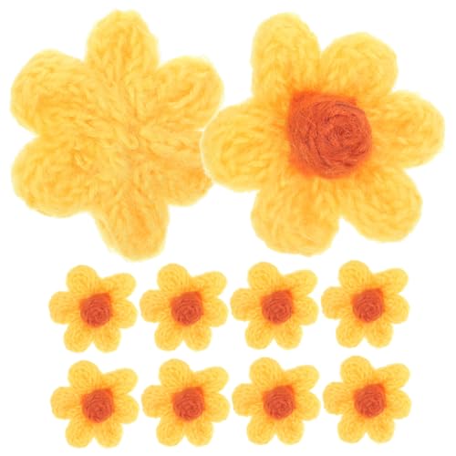 HAPINARY 10St kleiner Blumenbeet Patches nähen Häkelflicken aus Garn Abzeichen annähen dekorative Patches Hemdflicken kleider Blumenapplikation aus Garn Applikationen für Kleidung Yellow von HAPINARY