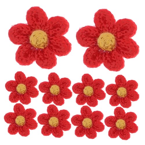 HAPINARY 10St kleiner Blumenbeet Verzierung mit Blumenflecken dekorative Patches floral gestickter Aufnäher Stickerei-Stoff-Patch Kleiderflicken Flicken zum Reparieren von Kleidung Garn rot von HAPINARY