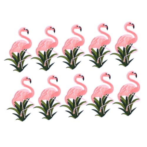 HAPINARY 10er Set Flamingo Aufnäher Bestickte Bügelpatches Für Kleidung DIY Projekte Und Applikationen Flamingo Stickerei Patches Zum Aufnähen Für Jacken ützen Und Jeans von HAPINARY