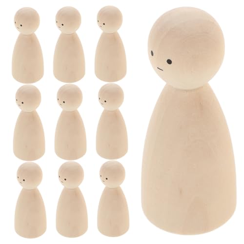 HAPINARY 10st Marionettenpuppe Mini- Peg-puppe Steckpuppen Unvollendet Puppen Für Mädchen Puppenhaus Für Mädchen Mädchenspielzeug Mädchen Nistpuppen Beige Holz von HAPINARY