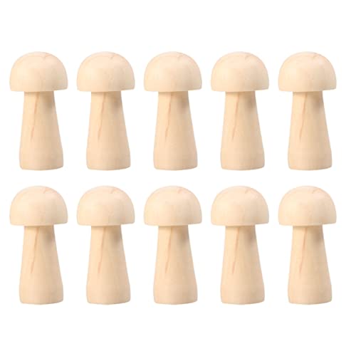 HAPINARY 10st Puppenspielzeug Künstlich Puppenkopf Mini Peg-puppen Plüsch Figuren Steckpuppen Unvollendet Pilzdekor Unvollendetes Malspielzeug Holzpuppe Pilz Pilzpuppe Aus Holz Bambus von HAPINARY