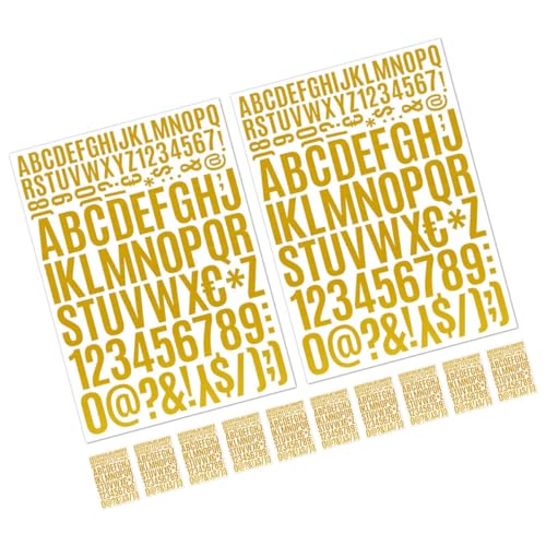 HAPINARY 12 Blätter Buchstabenaufkleber Mit Heißprägung Nummernschilder Buchstabenaufkleber Aus Vinyl Zahlenaufkleber Aufkleber Masse Stickbuchstaben Aufkleber Zahlen Aufkleberpapier Golden von HAPINARY