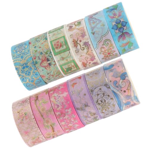 HAPINARY 12 Rollen Heißpräge-washi-tape Nagelaufkleber Papierklebebänder Selber Machen Klebeband Für Die Tagebuchdekoration Dekorative Klebebänder Geschenkkapsel Japanisches Papier von HAPINARY