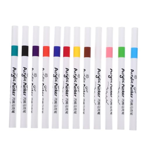 HAPINARY 12 Stk Marker weiße Farbstifte weißer Lackstift Stifte für Fotoalben Markierungen schreibkladde stempelstifte für kinder Markierungsstifte aus Kunststoff Kinder Zeichenstift Abs von HAPINARY