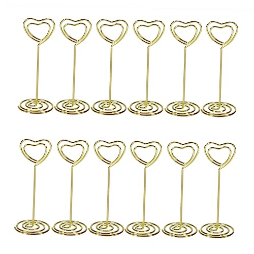 HAPINARY 12 Stück Goldene Herzform Fotohalter Tischnummern Und Sitzkartenhalter Für Hochzeiten Platz Für Menü Clips Aus Papier Elegante Tischdekoration Für Feiern von HAPINARY