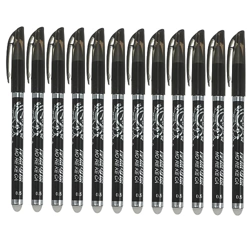 HAPINARY 12-teiliges Set Löschbarer Stift Tinte Einziehbar Schwarze Stifte Süßer Stift Stifte Schwarz Löschbare Stifte Pastellstifte Kugelschreiber Luxus Briefpapier-set Farbtöne Abs von HAPINARY