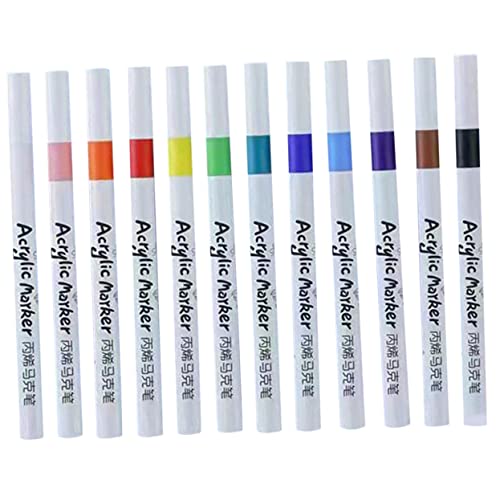 HAPINARY 12St Acrylmarker Bunte Signiermarker farbige Malmarker Tragbare, schnell trocknende Marker acrylic markers colored pencils wasserbasierte Farbstifte aquarell zeichenstifte Plastik von HAPINARY