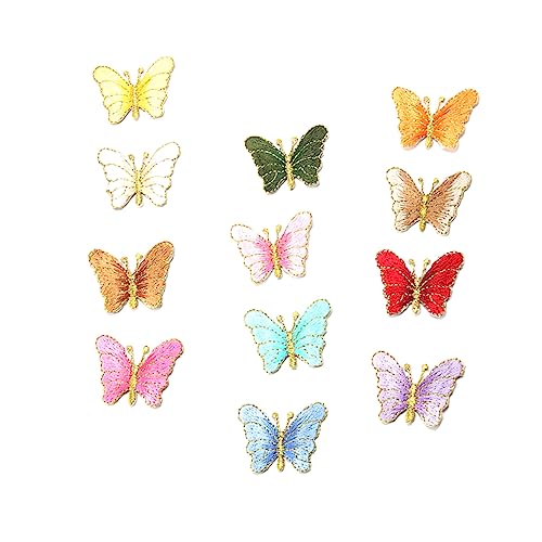 HAPINARY 12St Gestickter Schmetterlings-Patch empfindlich Aufkleber für Reize Butterflies patches Clothing patches Schmetterlinge Stoffflecken Stickapplikationen zum Aufbügeln Rayon von HAPINARY