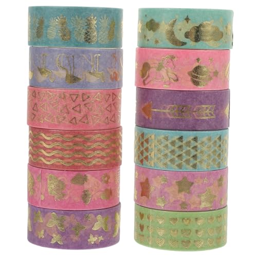 HAPINARY 12St Heißpräge-Washi-Tape Zeitschrift Papier Klebeband dekoratives Klebeband the washi tape bastelmaterial papierklebeband selber machen Scrapbooking Washi Tape Japanisches Papier von HAPINARY