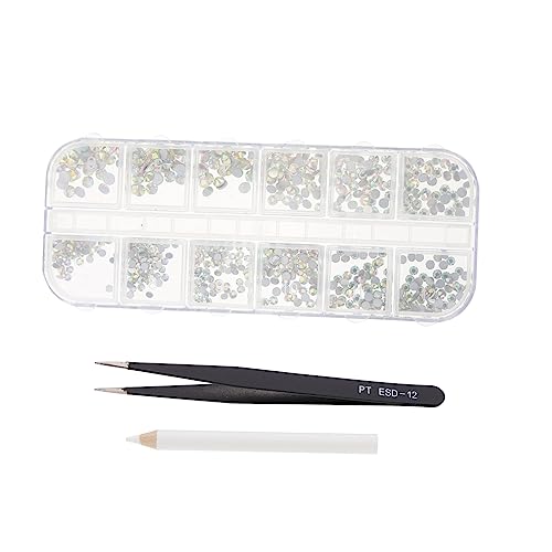 HAPINARY 12er Set Wasserstein Nagel Dekorationen Flache Glaskristalle Verschiedenen Formen Für DIY Maniküre Nagelkunst Und Makeup Zubehör von HAPINARY