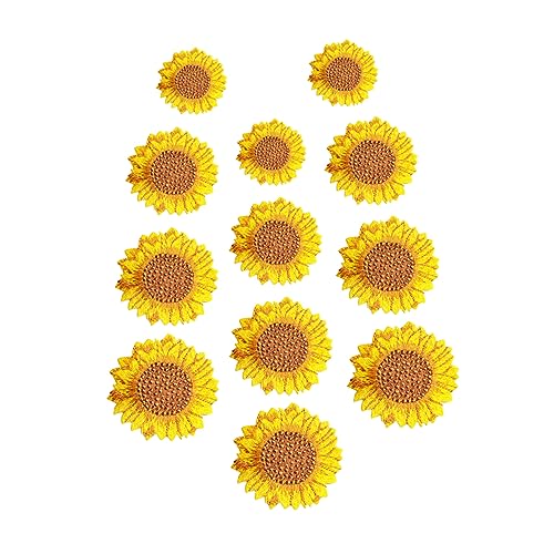 HAPINARY 12st Gestickter Sonnenfleck Sonnenblume Für Frauen Dekoration Aufnäher Nähen Gestickte Applikation Gestickte Abzeichen Sonnenblumen-aufkleber Abzeichen Annähen Bestickt Stoff von HAPINARY