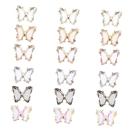 HAPINARY 18 Stk Schmetterling Maniküre Strass Perlen Nagelaufkleber Kreis Haarspange Dekoration maniküre zubehör nagelzubehör Maniküre-Ornament Dreidimensionales Nagel-DIY- Kupfer von HAPINARY