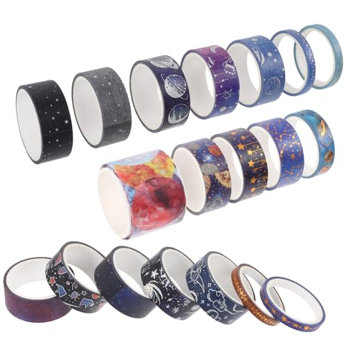 HAPINARY 19 Rollen Galaxy Papierband, Dekoratives Washi Klebeband, Druckband, Scrapbook Klebeband, Dekoratives Bastelband, Notizbuch, DIY Washi Klebeband, Geschenkband, Japanisches von HAPINARY