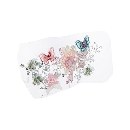 HAPINARY 1stk Blumen Tuch Aufkleber Maskierung Blumen- Fälschung Perlen-tüll-applikation Vlies Fleecestoff Dekoration Stoffaufnäher Gestickter Patch-aufkleber Girlande Paillette Flecken Pvc von HAPINARY