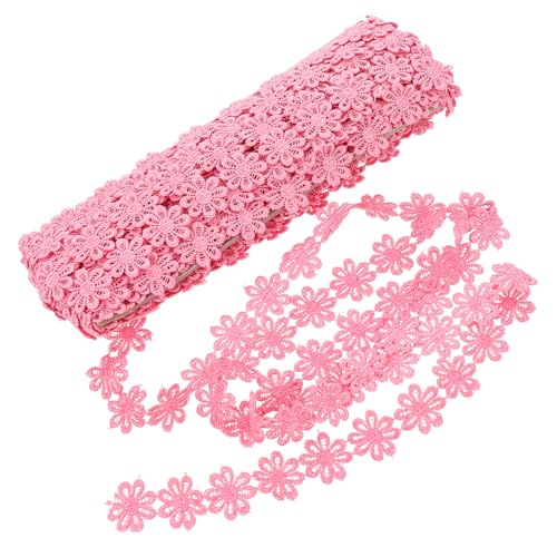 HAPINARY 1stk Polyester-spitze Spitzenband Aus Baumwolle Häkeln Schnürsenkel Spitzenbesatz Zum Nähen Cremefarbener Spitzenbesatz Spitzendeckchen Aus Baumwolle Stoffspitze Rosa Polyestergarn von HAPINARY