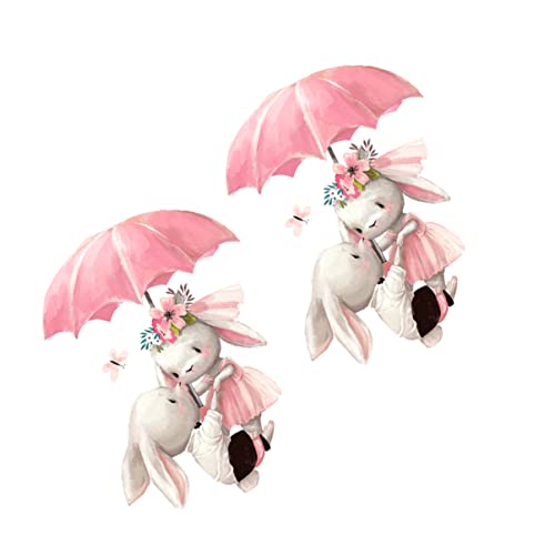 HAPINARY 2 Blätter Aufkleber Abziehbilder Karikatur künstlich kinderzimmer sticker bunny Fliesendeko decor badezimmermäbel living room wall sticker Tier Wandtattoo Hase Wandtattoo PVC von HAPINARY