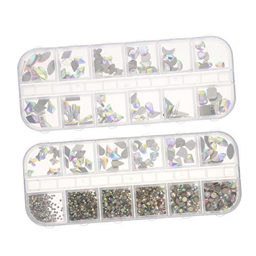 HAPINARY 2 Kisten Nail-Art-Zubehör Edelsteine ​​Masse Nagel Strass Reize Nagel Diamanten Trendy nägel zu hause machen nagelsteine gelnägel manikürsets Nagelkunstzubehör Nail-Art- Harz von HAPINARY