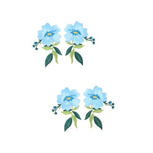 HAPINARY 2 Paar Blumenbeete Benutzerdefinierter Patch Bestickt Wandtattoos Kleidung Nähnadeln Stickerei-pailletten-spitzenapplikation Abzeichen Aufkleber Dekoration Flecken Innen Nähen Blue von HAPINARY