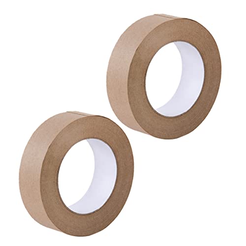 HAPINARY 2 Rolle Klebeband Gummi Verpackung Klebrig Aktiviert Verstärkt Beleg Co Zerreißbar Schwer Bh Paket Hitze Transparent Öko Spender Grün Körper Wasserdicht Light Brown Kraftpapier von HAPINARY