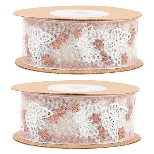 HAPINARY 2 Rollen Butterfly Ribbon Ribbon Handgefertigtes Verpackungsbandzubehör Bequeme Verpackungsbandschnitzeband Delikat von HAPINARY