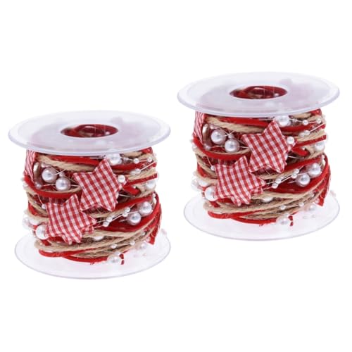 HAPINARY 2 Rollen Pentagrammband seidenband ribbon ziehschleifenband weihnachts serien weihnachtdeko Weihnachtsbaum trimmen Seil Weihnachtsbaumschleifen Verpackungsband Geschenkband Plastik von HAPINARY