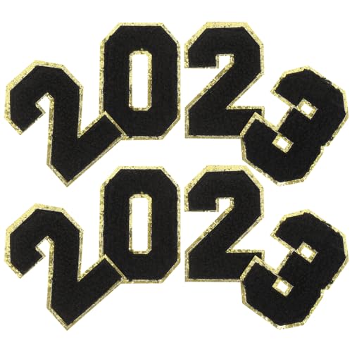 HAPINARY 2 Sätze 2023 Stoffaufkleber Etiketten Abs Stickereiflecken Patch Kleiderflicken Buchstabenflecken Flicken Für Kleidung Zahlen Jacken Flecken Lustig Bestickt Black Polyester von HAPINARY