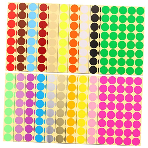 HAPINARY 20 Blätter Polka Dot Label-aufkleber Punktetikettenaufkleber Neon-etiketten Ablösbare Punktetiketten Kreis Aufkleber Etiketten Farbkreisaufkleber Kupferplattenaufkleber von HAPINARY